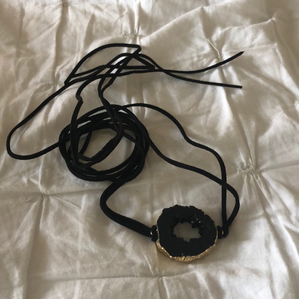 Black Stone Choker Necklace / Bracelet